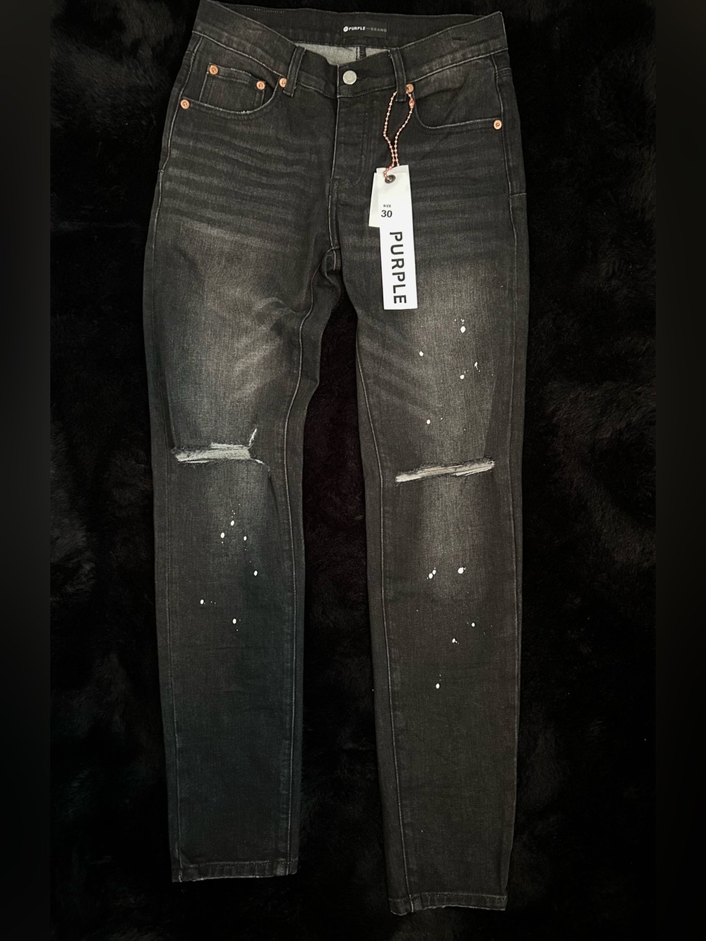 Purple Brand P001 Low Rise Skinny Jeans Black Waist 30